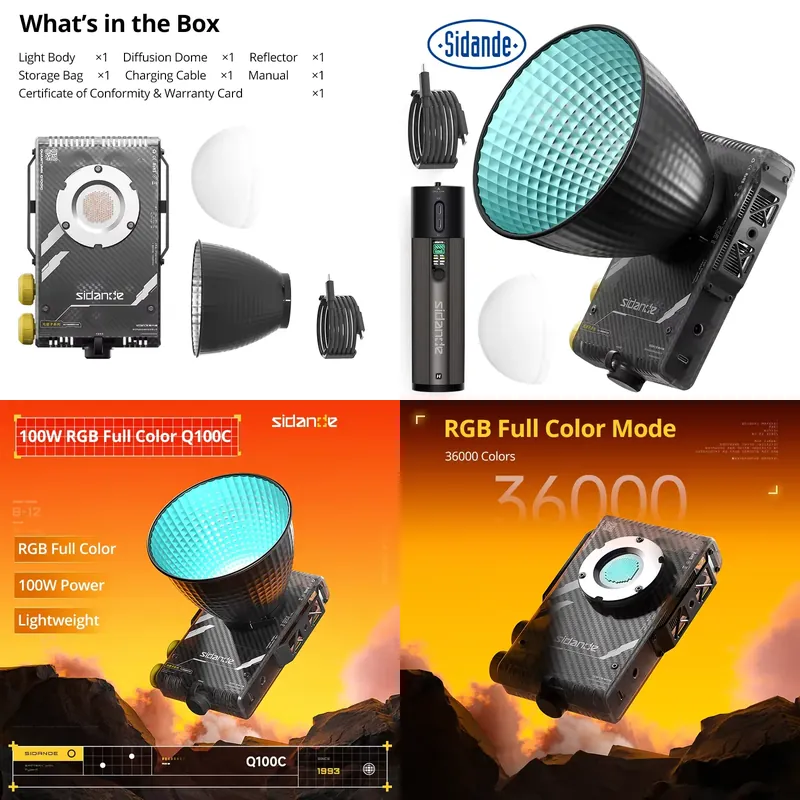 Photography Lighting Color - 시단데 Q100C Q100Lite 광학 100W 고출력