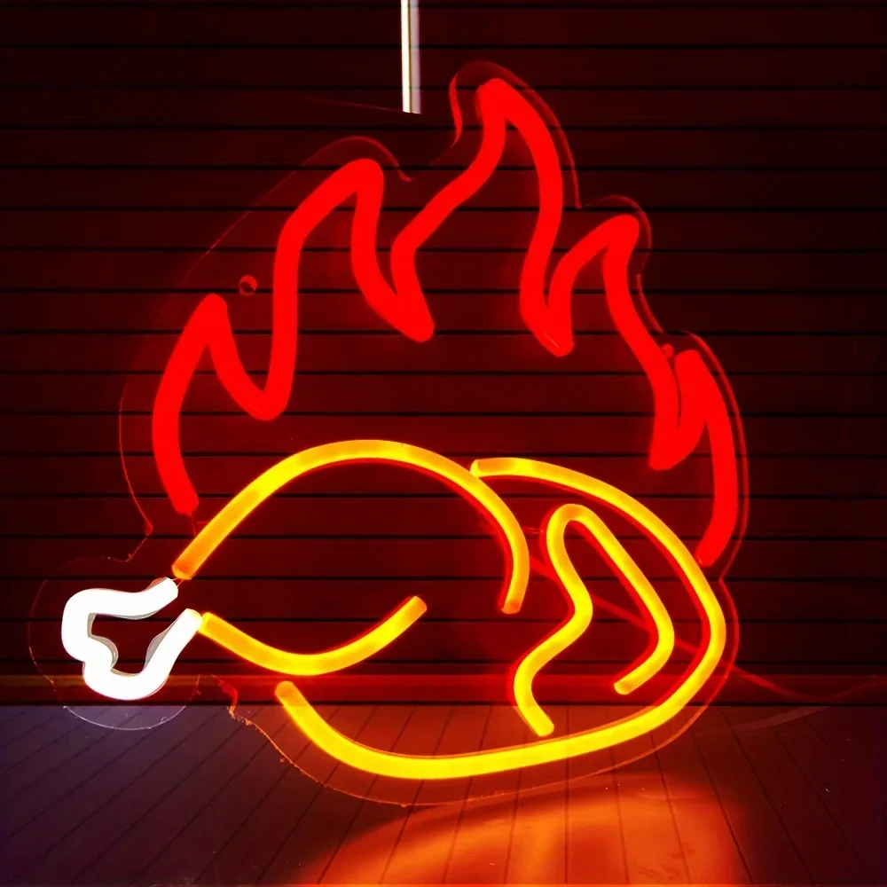Photography Lighting For Food - 구운 치킨 네온 불빛 로그인, LED