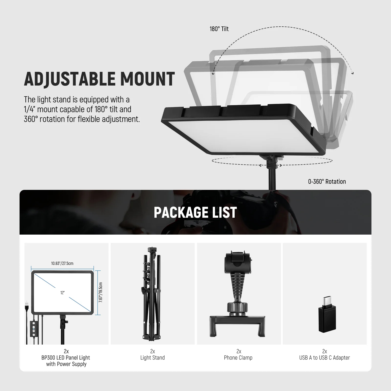 Photography Lighting Kit Neewer - NEEWER BASICS 2팩 LED 비디오 라이트