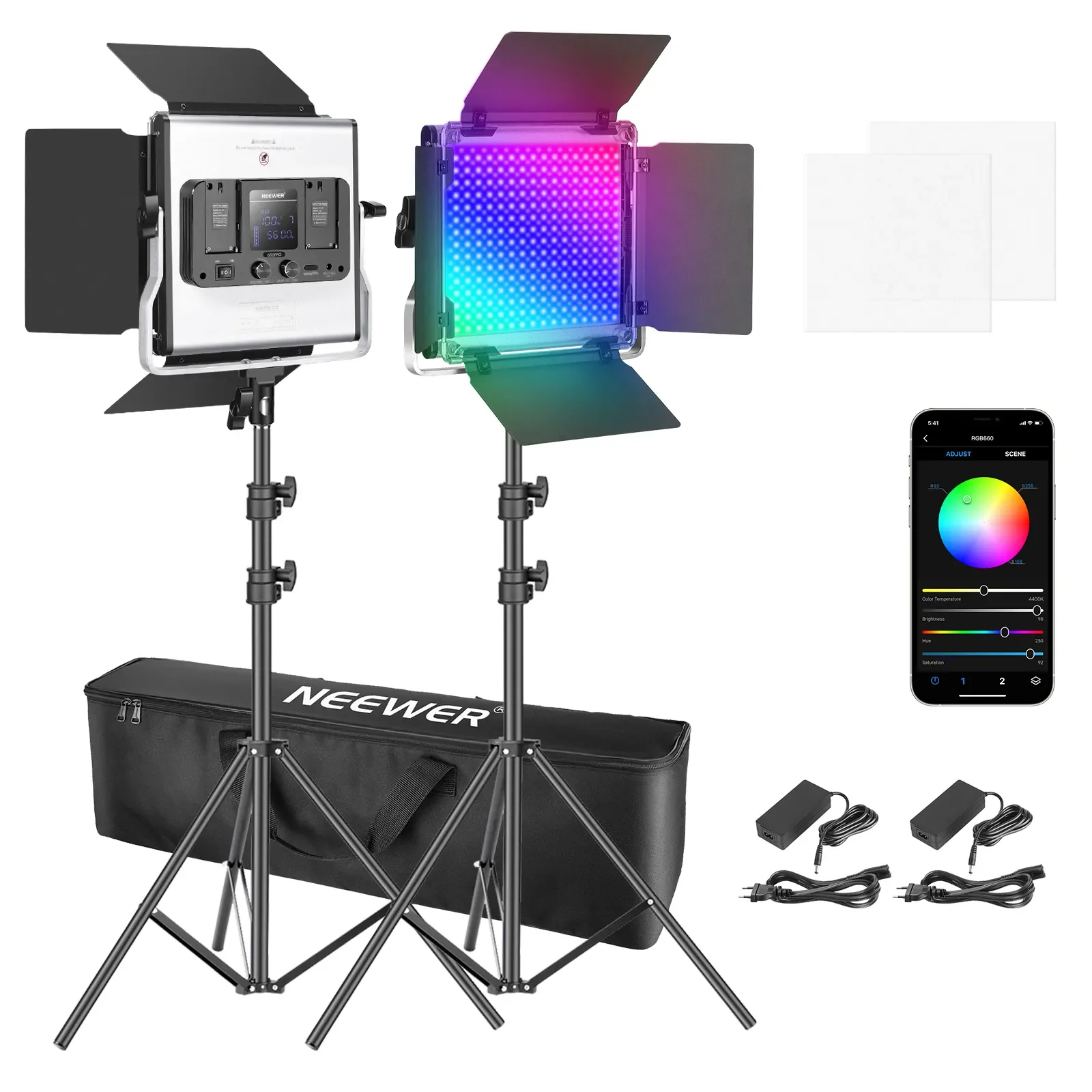 Photography Lighting Kit Neewer - 니워 2팩 660 RGB LED 조명