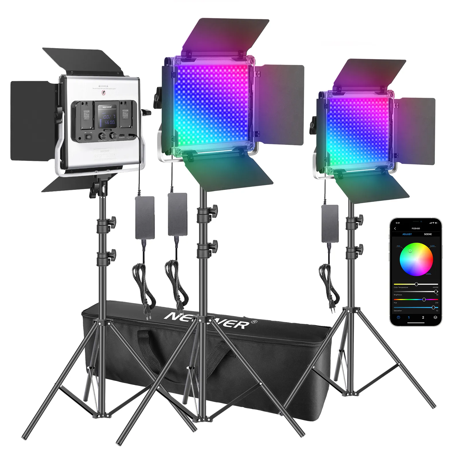 Photography Lighting Kit Neewer - 니워 3팩 480 RGB LED 조명