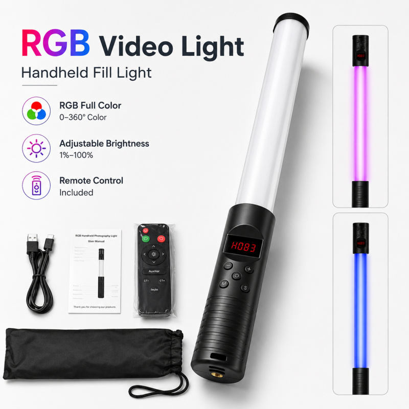 RGB 휴대용 비디오 라이트 완드, 사진, 브이로그,  - Photography Lighting For Indoor 리뷰 및 가격