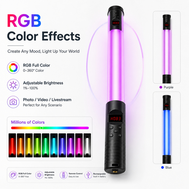 RGB 휴대용 비디오 라이트 완드, 사진, 브이로그,  - Photography Lighting For Indoor 리뷰 및 가격