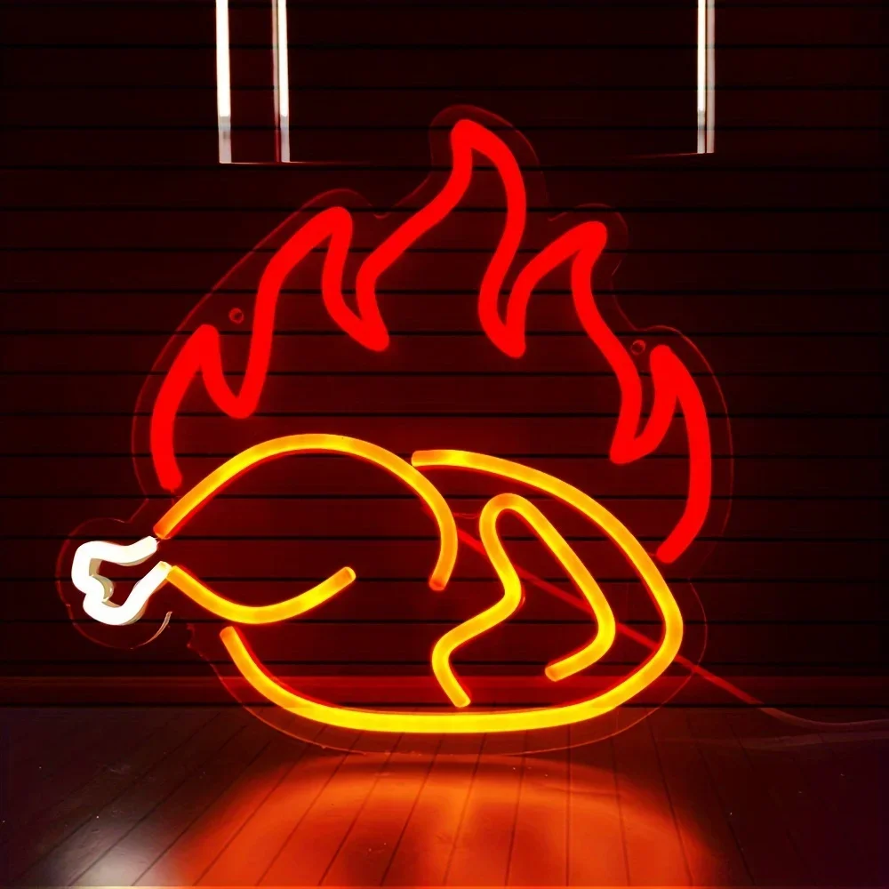 구운 치킨 네온 불빛 로그인, LED 로그인 가짜 음식 - Photography Lighting For Food 리뷰 및 가격