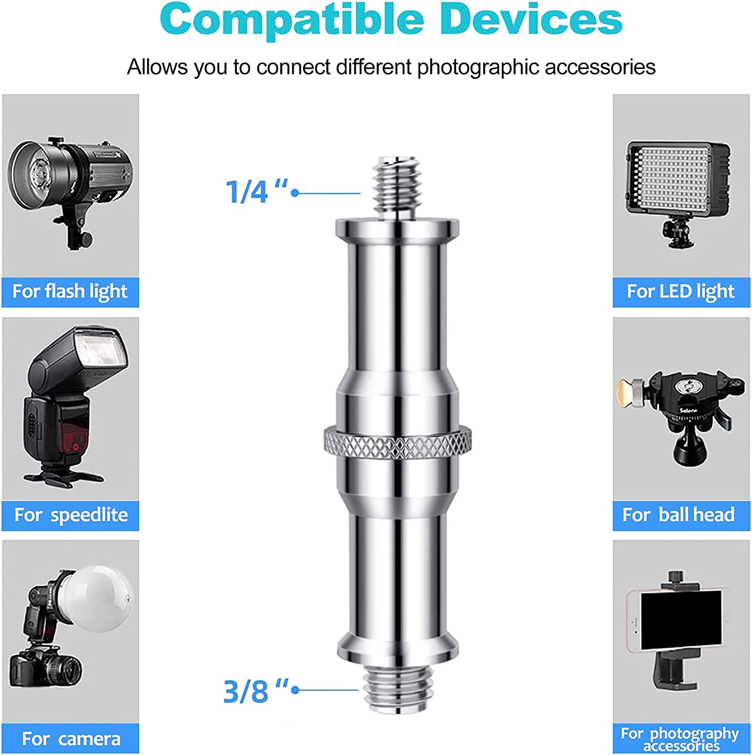 Selens 표준 3/8 ~ 1/4 어댑터 나사 나사  - Photography Lighting Tools 리뷰 및 가격