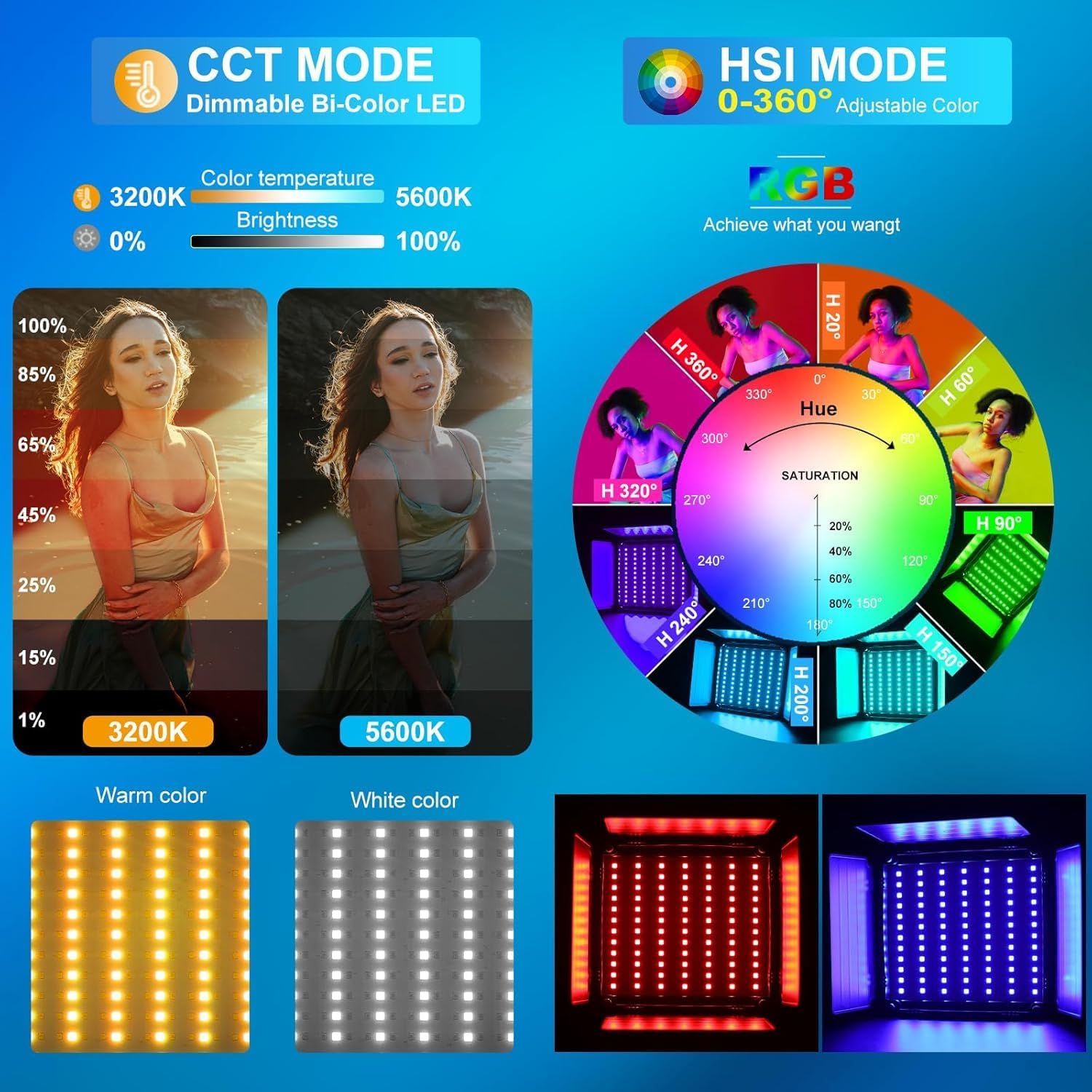 RGB LED 비디오 조명 키트, 3팩 스튜디오 비디오 - Photography Lighting Kits 리뷰 및 가격