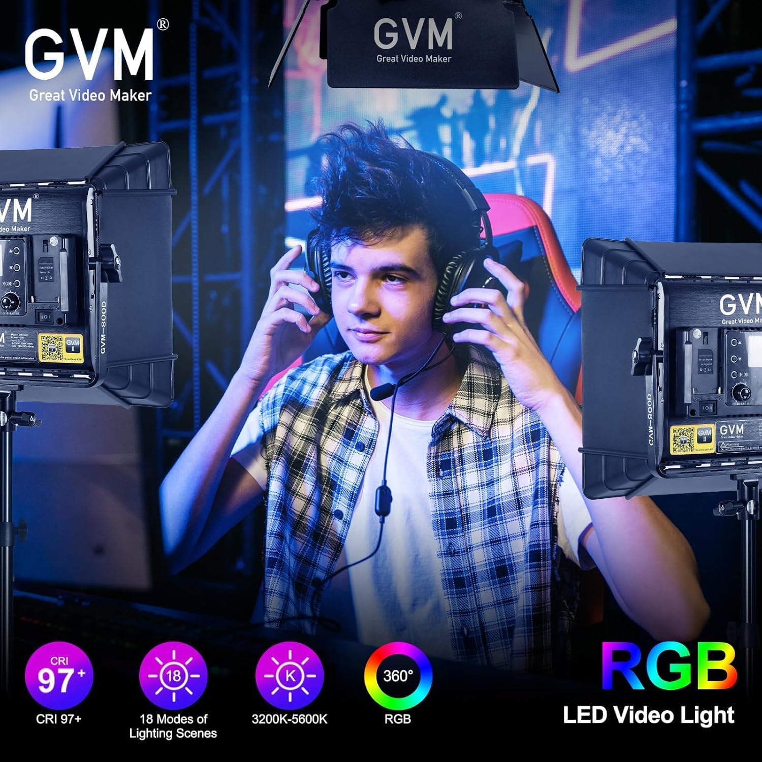 RGB LED 비디오 조명 키트, 3팩 스튜디오 비디오 - Photography Lighting Kits 리뷰 및 가격